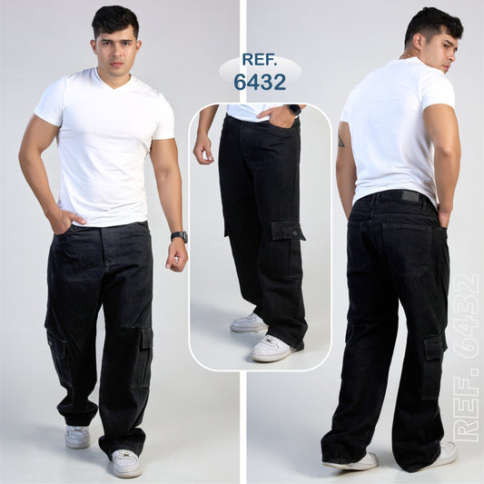 JEANS  CABALLERO  CARGO NEGRO 6432