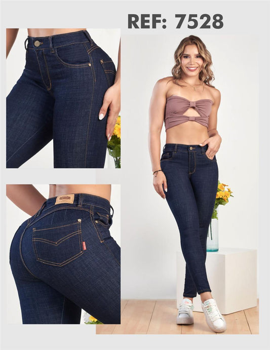 JEANS TIRO ALTO PETROLIZADO  7528