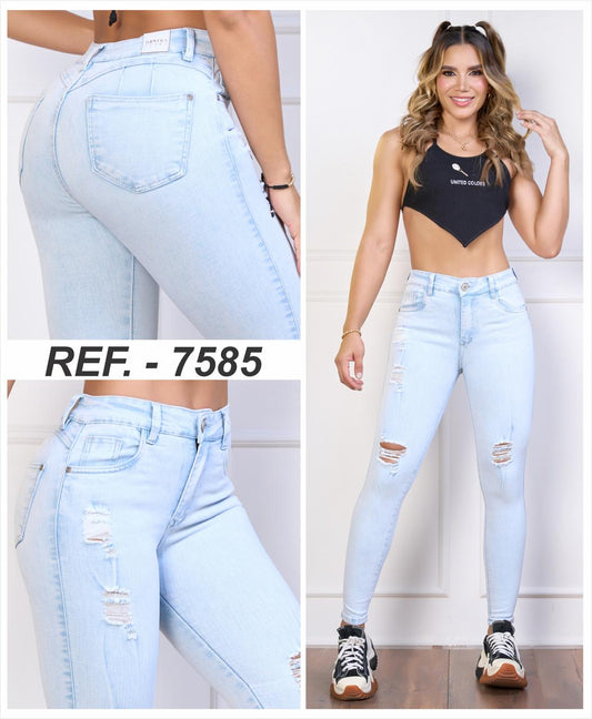 JEAN SKINNY TIRO ALTO  COLOR  HIELO 7585