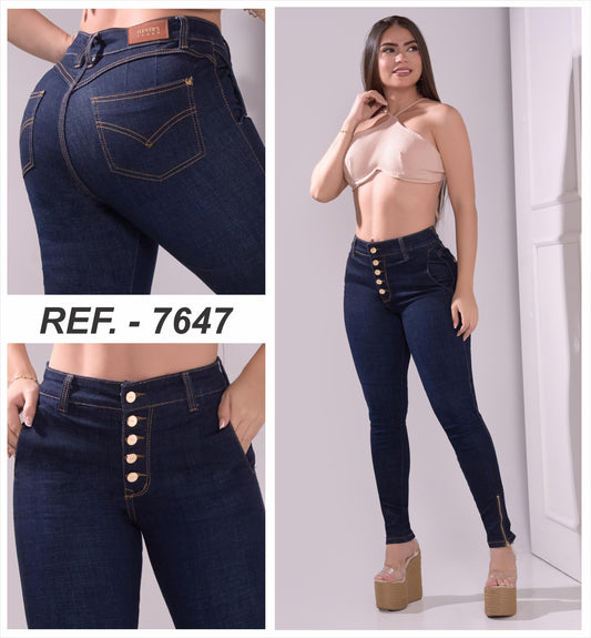 JEANS SKINNY TIRO ALTO,DETALLE CIEERE EN LA BOTA 7647