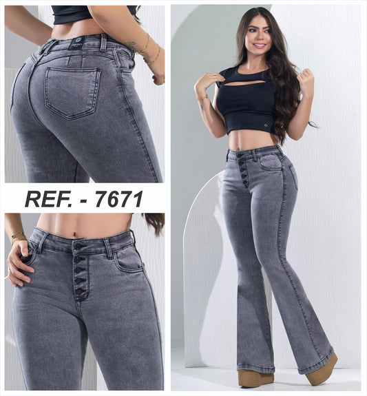 JEANS BOTA CAMPANA GRIS HUMO 7671