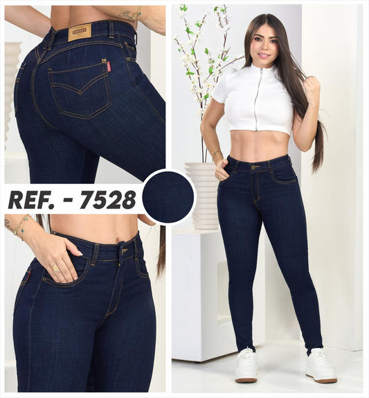 JEANS TIRO ALTO PETROLIZADO  7528