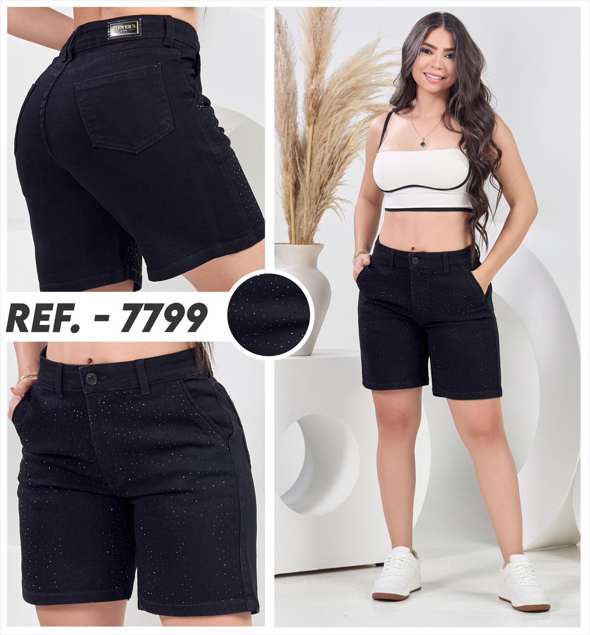 SHORT  BICICLETERO  NEGRO DE BRILLOS 7799