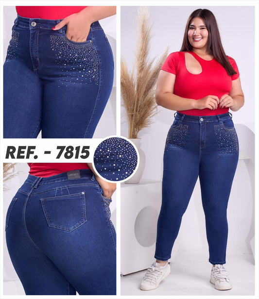 JEANS PLUSS CON BRILLOS EN DELANTEROS RF 7815